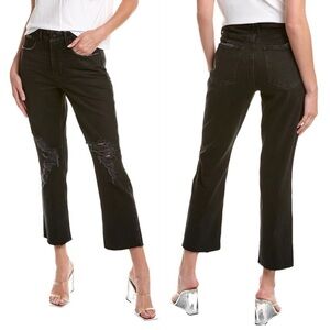 Good American Icon‎ Distressed Black Straight Crop Jean